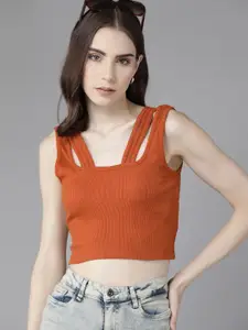 The Roadster Lifestyle Co. Ribbed Double Strap Crop Top