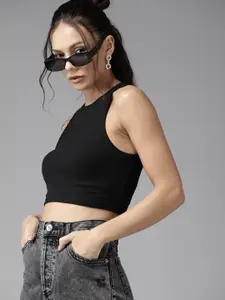 The Roadster Lifestyle Co. Ribbed Fitted Sleeveless Crop Top