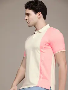 French Connection Pure Cotton Colourblocked Polo Collar Casual T-shirt