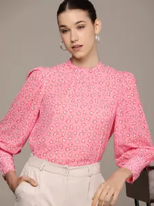 French Connection Floral Printed Cuffed Sleeves Top