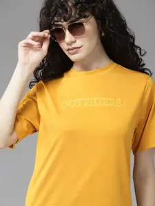 Roadster Women Boxy Fit Brand Logo T-shirt