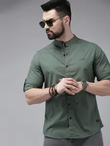 The Roadster Lifestyle Co. Men Band Collar Casual Shirt