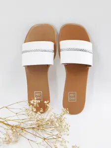 POSTCARD Embellished Leather Open Toe Flats