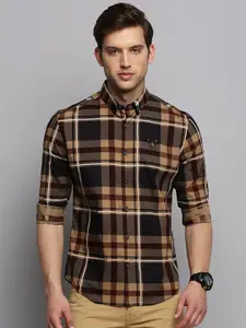 SHOWOFF Classic Slim Fit Tartan Checked Twill Weave Cotton Casual Shirt