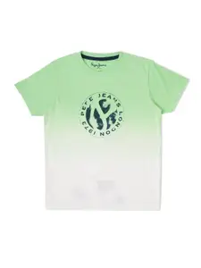 Pepe Jeans Boys Typography Printed Ombre Cotton T-shirt