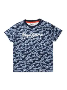 Pepe Jeans Boys Abstract Printed Cotton T-shirt