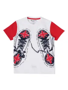 Pepe Jeans Boys Round Neck Graphic Printed Cotton T-shirt