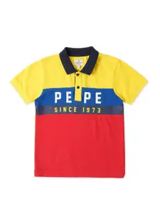Pepe Jeans Boys Colourblocked Polo Collar Cotton T-shirt