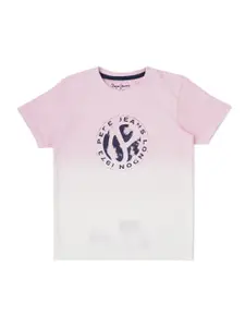 Pepe Jeans Boys Typography Printed Ombre Cotton T-shirt