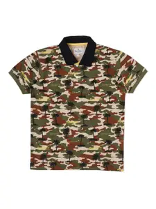 Pepe Jeans Boys Camouflage Printed Polo Collar Cotton T-shirt