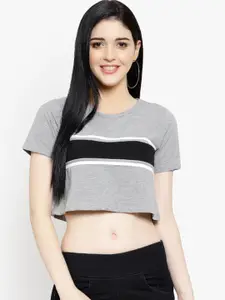 LE BOURGEOIS Striped Loose Fit Boxy Crop T-Shirt