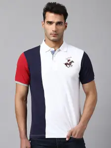 Beverly Hills Polo Club Colourblocked Polo Collar Pure Cotton T-shirt