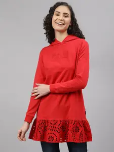 Beverly Hills Polo Club Hooded Cut-Out Detail Longline Top