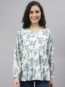 Beverly Hills Polo Club Floral Printed Cotton Empire Top