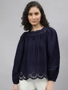 Beverly Hills Polo Club Floral Embroidered Pure Cotton Top