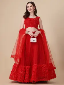 PMD Fashion Beads and Stones Semi-Stitched Lehenga & Unstitched Blouse With Dupatta