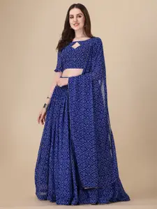 PMD Fashion Bandhani Printed Semi-Stitched Lehenga & Unstitched Blouse With Dupatta