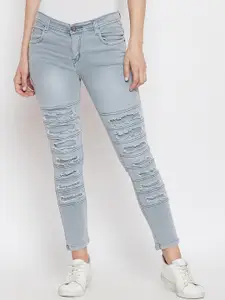 Nifty Women Slim Fit Highly Distressed Heavy Fade Cropped Stretchable Jeans