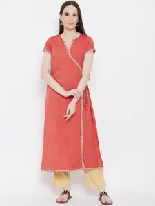 Be Indi Women Solid Cotton Angrakha Kurta