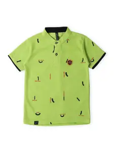 earth conscious Boys Conversational Printed Henley Neck T-shirt