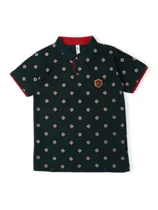 earth conscious Boys Geometric Printed Cotton T-shirt