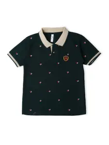 earth conscious Boys Printed Polo Collar Cotton T-shirt