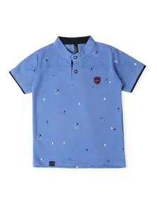 earth conscious Boys Conversational Printed Band Collar Cotton T-shirt