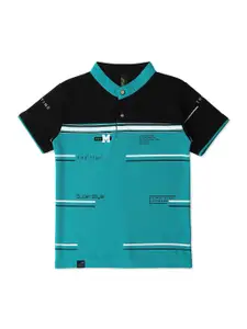 earth conscious Boys Colourblocked Band Collar Cotton T-shirt