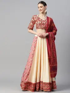 Divine International Trading Co Embroidered Thread Work Unstitched Lehenga & Blouse
