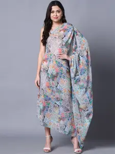 Rajoria Instyle Ethnic Motifs Georgette Asymmetric Kaftan Maxi Dress