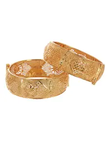 The Pari Set Of 2 Gold-Plated Filigree Design Bangles