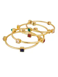 The Pari Set Of 4 Gold-Plated Stone-Studded Bangles