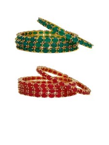 The Pari Set Of 8 Gold-Plated AD-Studded Bangles