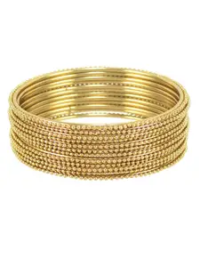 The Pari Set of 12 Gold-Plated Beaded Bangles