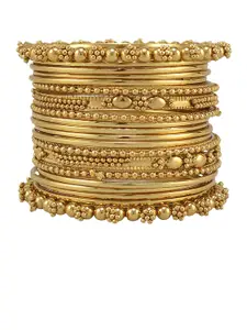 The Pari Set Of 20 Gold-Plated Beaded Trendy Bangle Set
