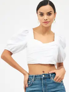 Harpa Sweetheart Neck Crop Pure Cotton Top