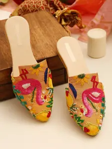 GLAM STORY Women Fabric Ethnic Mules Flats
