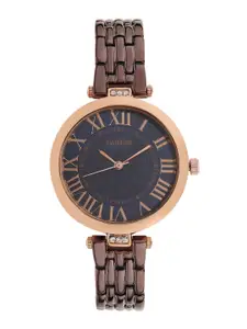 Sandy D Carter Women Brass Dial & Toned Bracelet Style Straps Analogue Watch