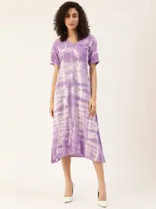 Maaesa Tie and Dye A-Line Midi Dress
