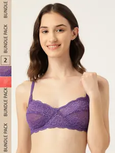 DressBerry Pack Of 2 Self Design Non Padded Non-Wired Bra