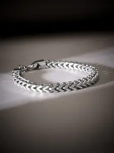Roadster Men Silver-Plated Braided Chain Bracelet