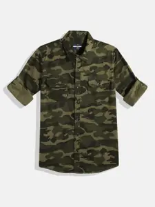 IVOC Boys Camouflage Printed Regular Fit Casual Shirt