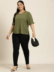 Sztori Plus Size Puff Sleeves Knitted Top