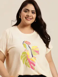 Sztori  Plus Size Tropical Print T-shirt