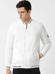 WROGN Men White Black Bomber Jacket