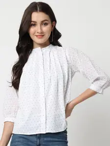 CHARMGAL Printed Mandarin Collar Shirt Style Top
