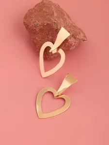 SOHI Women Gold Plated Heart Shaped Drop Earrings