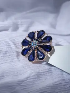 SOHI Gold-Plated Stone Studded Finger Ring