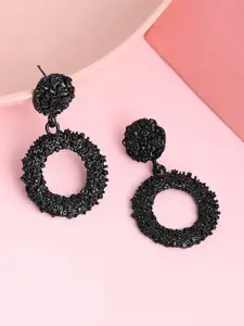 SOHI Women Black Circular Drop Earrings