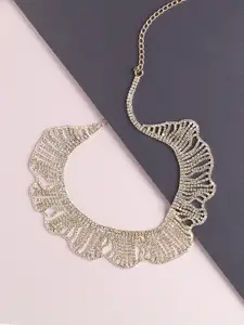 SOHI Gold-Plated White Designer Stone Statement Necklace